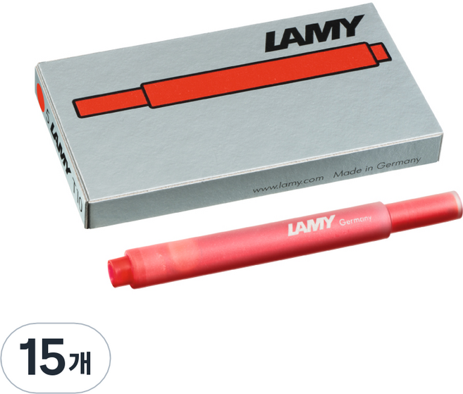 LAMY 만년필용 잉크 카트리지, 레드, 15개