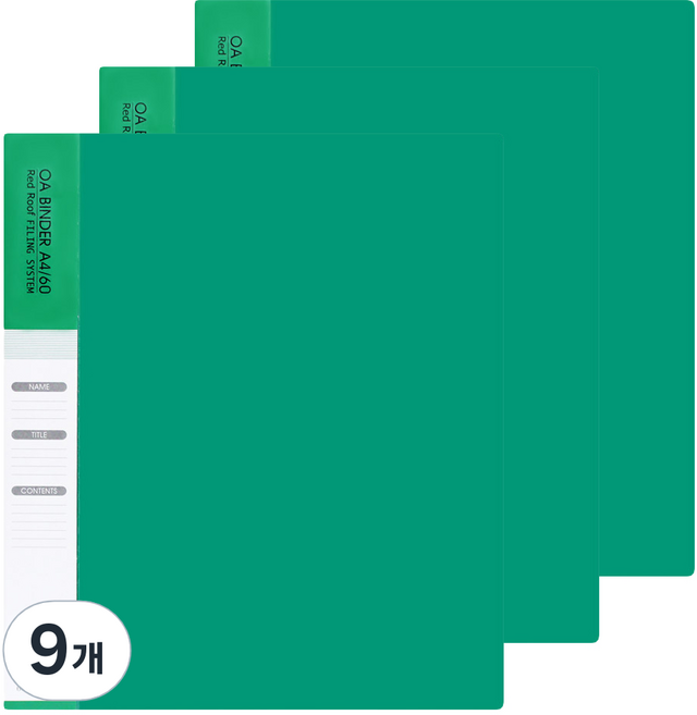 레드루프 OA 클리어바인더화일 A4 60매, 그린, 9개