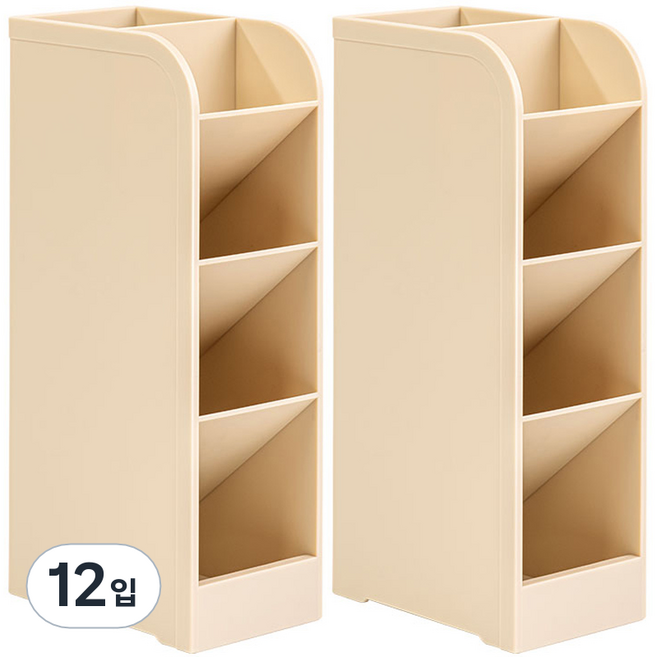 델리 데스크 오거나이저 5칸 분리 사선꽂이 정리함 8938-0, 아이보리, 12입