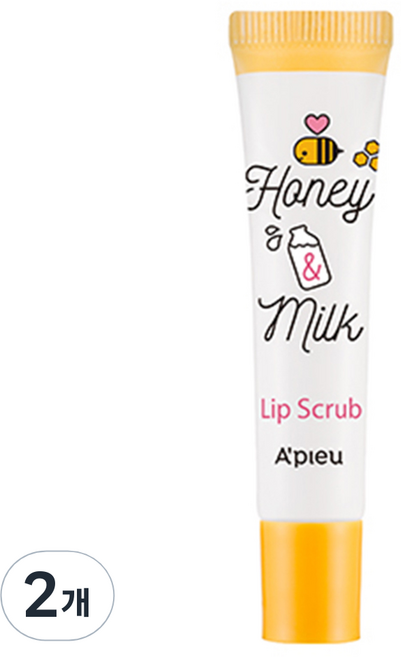 어퓨 립 스크럽, 허니앤밀크, 8ml, 2개