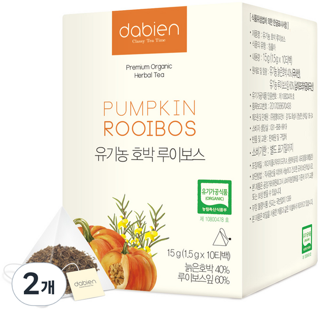 다비앙 유기농 호박 루이보스 티, 1.5g, 10개입, 2개