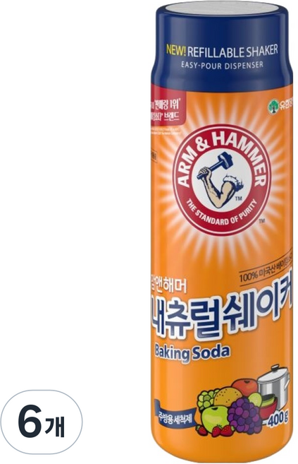 암앤해머 내츄럴쉐이커 베이킹소다, 400g, 6개