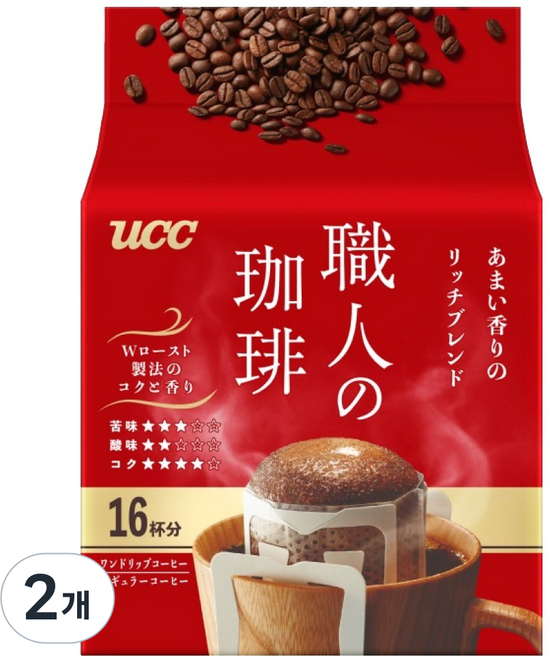 유씨씨 쇼쿠닝 드립 리치 블렌드 드립백 커피, 7g, 16개입, 2개