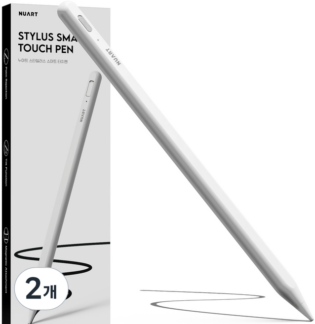 누아트 아이패드 호환 스타일러스 블루투스형 스마트 터치펜, 화이트, 2개