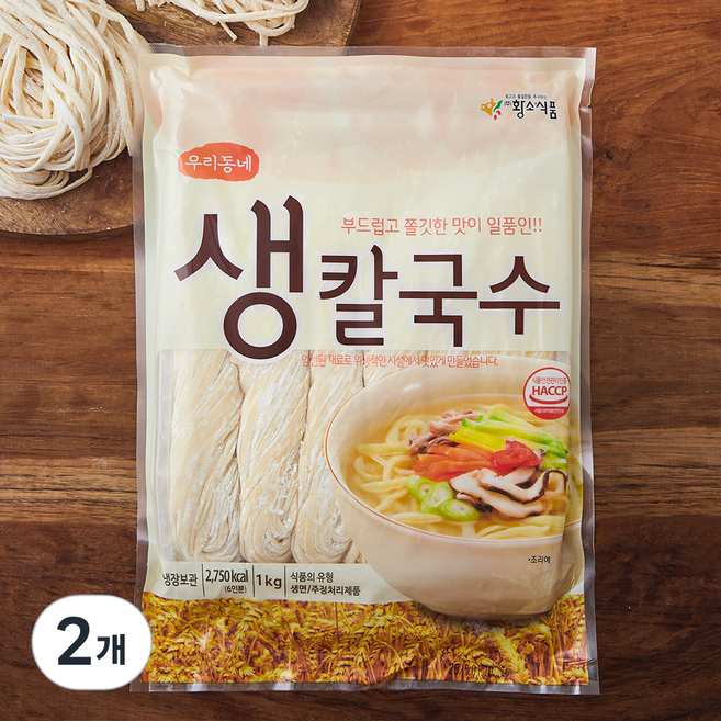 황소식품 우리동네 생칼국수, 1kg, 2개