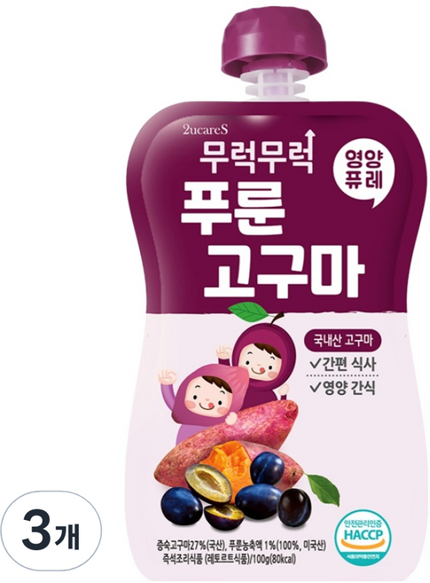 이유케어스 무럭무럭 과일퓨레, 푸룬고구마, 3개, 100g