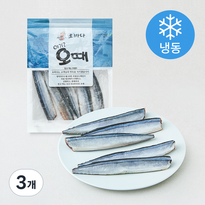 오바다 원양산 두절 꽁치 (냉동), 3개, 500g
