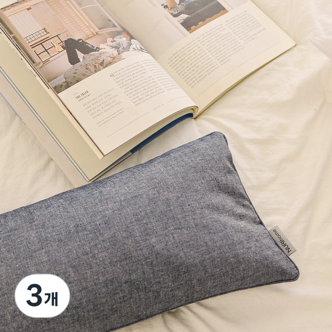 누리홈 내추럴파우더 순면 낮잠 메밀베개, 그레이, 3개