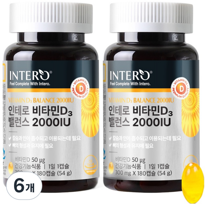 인테로 비타민D3 밸런스 2000IU, 180정, 6개