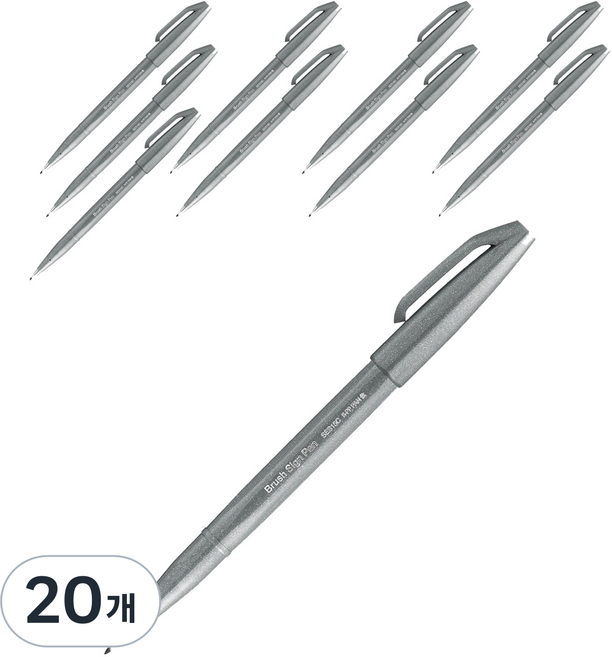 펜텔 브러시 사인펜 SES15C-N, 그레이, 20개