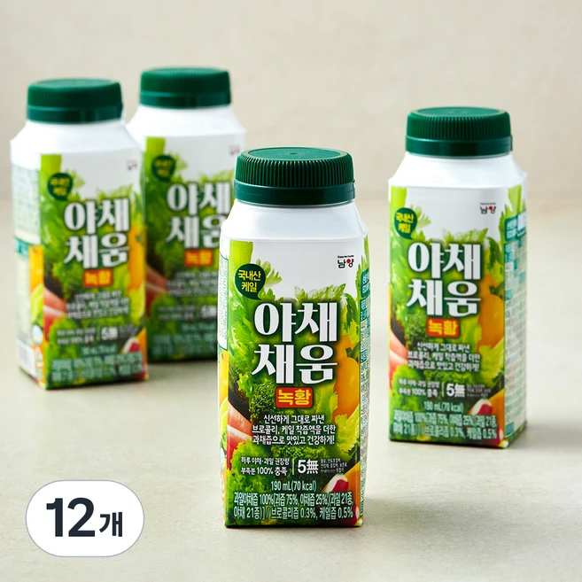 남양유업 야채채움 녹황 주스, 190ml, 12개 - 쿠팡