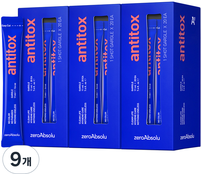 안티톡스 제로앱솔루 가글 20p, 220ml, 9개