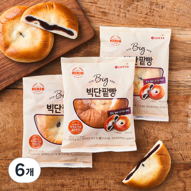 기린 빅단팥빵, 100g, 1개입, 6개