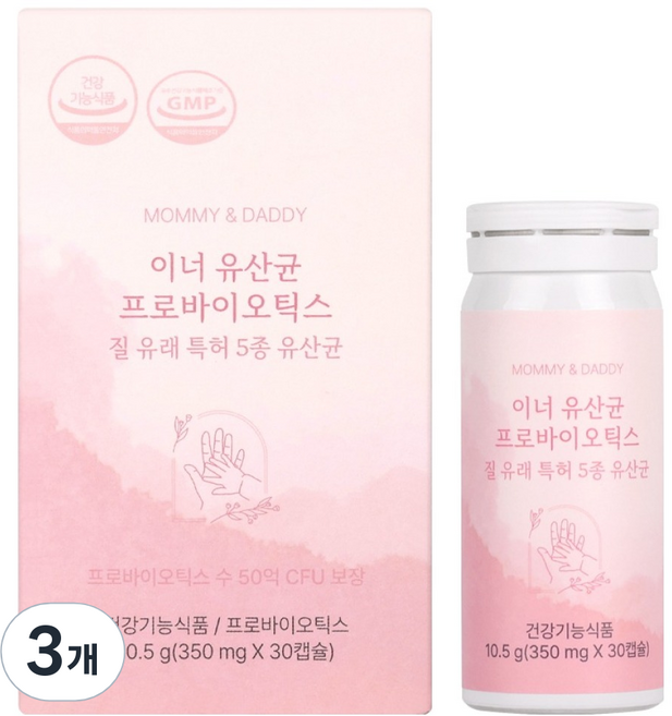 마미앤대디 여성 질 유래 이너 유산균 프로바이오틱스 10.5g, 3개, 30정