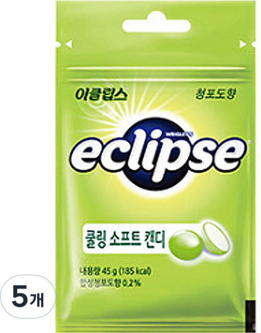이클립스 쿨링 소프트 캔디 청포도향, 45g, 5개