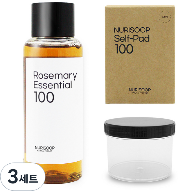 누리숲 백점 로즈마리 토너팩 셀프키트 로즈마리추출물 150ml + 패드 100p + 공병 세트, 3세트
