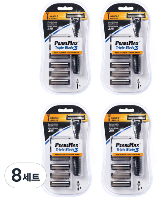 드위트리 프리미엄 MAX 3단 일회용 면도기 + 리필 면도날, 8세트