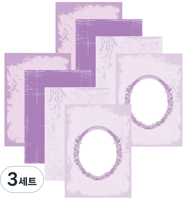 Iciel design 復古6孔活頁手帳補充內頁4種套組 薰衣草, 3套