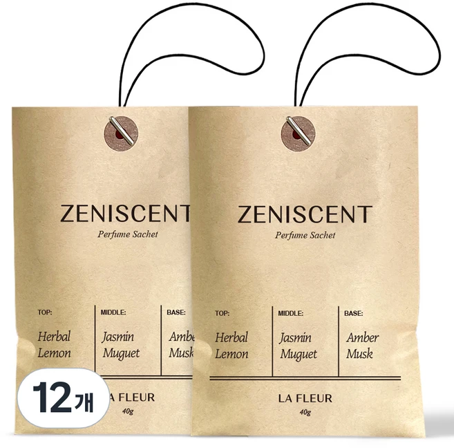 제니센트 퍼퓸 사쉐 옷장방향제 본품, 40g, 12개, 라 플레르 - 쿠팡
