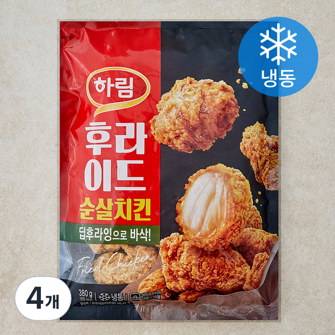 하림 후라이드 순살치킨 (냉동), 380g, 4개