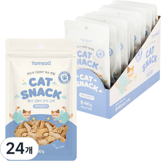 탐사 고양이 간식 스낵, 40g, 24개, 혼합맛(참치/닭고기)