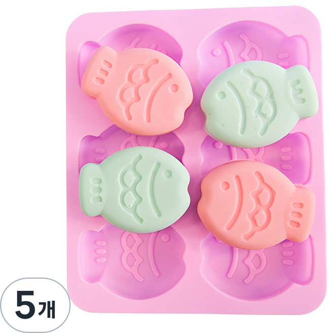 鯛魚燒6格肥皂模具, 隨機出貨, 5個