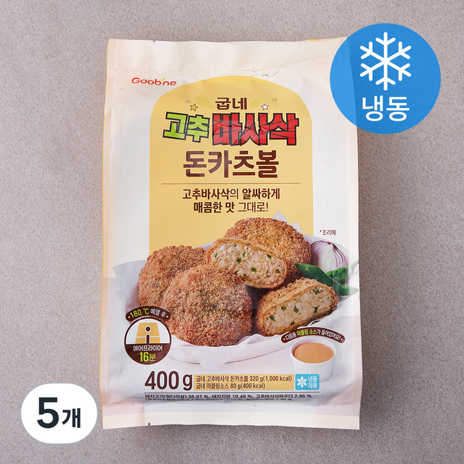 굽네 고추 바사삭 돈카츠볼 (냉동), 400g, 5개