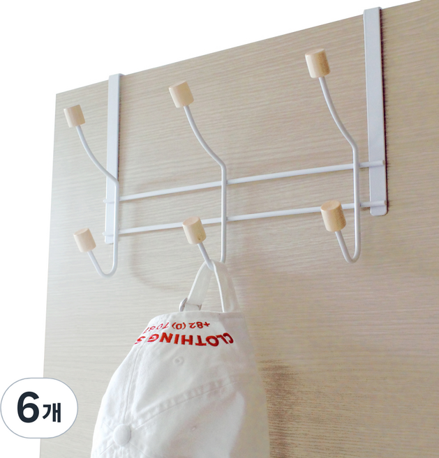 선우랜드 우드볼 도어훅 6구, 화이트, 6개