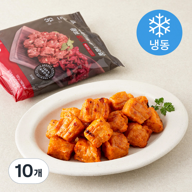 바르닭 직화그릴 닭가슴살 큐브 불닭 (냉동), 100g, 10개