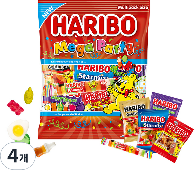 하리보 메가파티 젤리 14개입, 250g, 4개