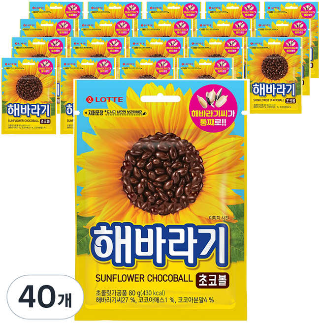 롯데웰푸드 해바라기 초코볼, 80g, 40개