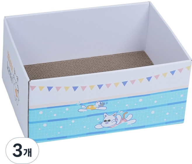 멍냥이노리터 고양이 숨숨박스 수영장 스크래쳐, 혼합색상, 3개