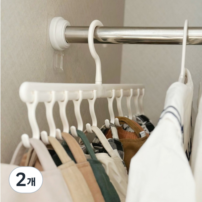 리블리홈 회전형 모자정리 집게걸이 행거 고리 10p, 화이트, 2개