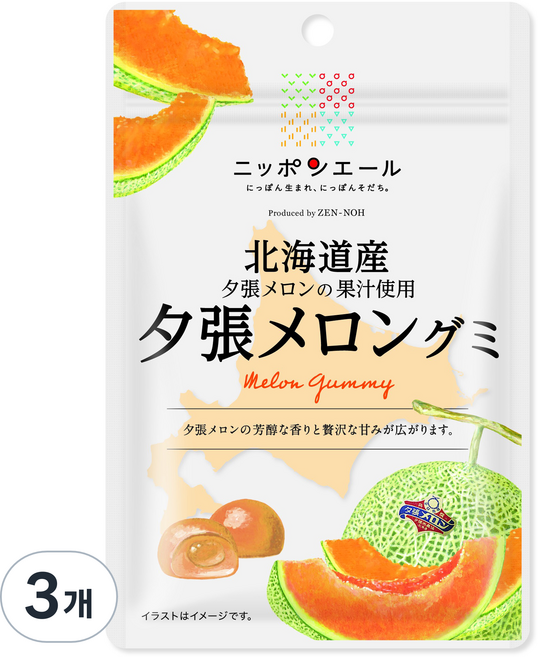 닛폰에일 JA전농 젤리 홋카이도 유바리멜론, 40g, 3개
