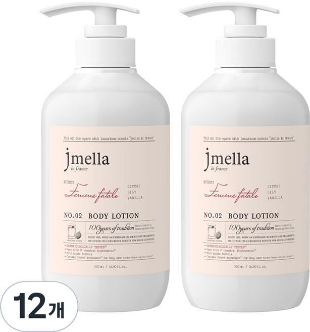 제이멜라 인 프랑스 팜므파탈 바디 로션 리치향, 12개, 500ml