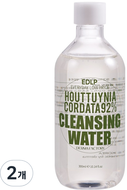 DermaFactory EDLP 魚腥草92%弱酸性免沖洗膠束卸妝水, 300ml, 2個