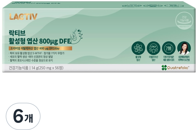 락티브 활성형 엽산 800μg DFE 14g, 56정, 6개