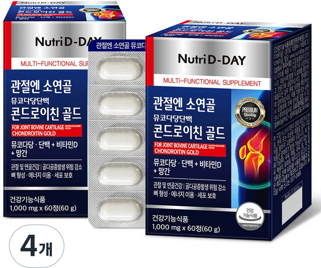 뉴트리디데이 관절엔 소연골 뮤코다당단백 콘드로이친 골드 영양제 60g, 60정, 4개 - 쿠팡