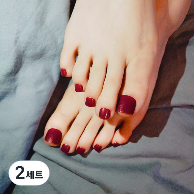 B2WIN 延長足部美甲片 24款組合, 2套, Y40顯色珠光紅