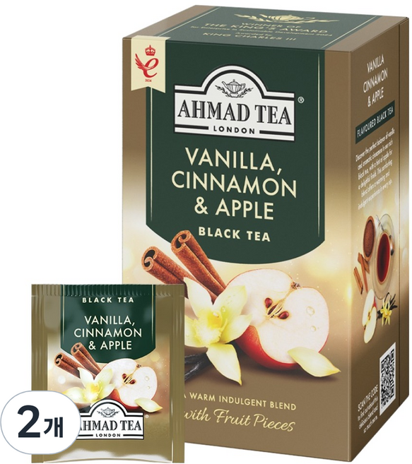 AHMAD TEA 香草肉桂蘋果茶, 2個, 20入, 2g