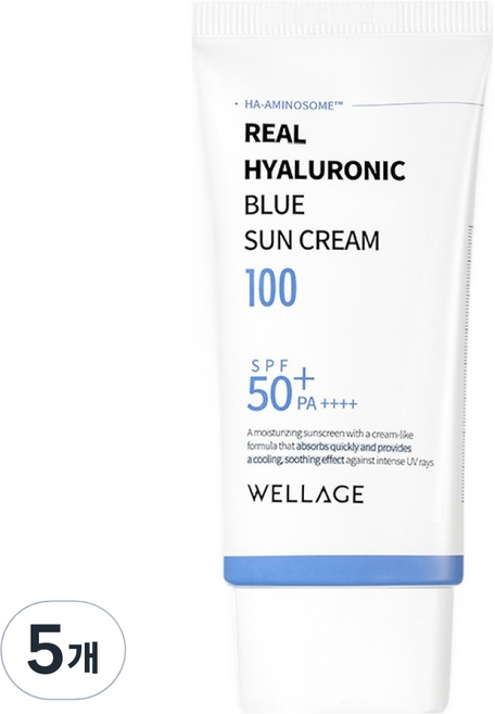 WELLAGE 唯拉珠 真實玻尿酸藍色防曬霜 SPF50+ PA++++, 50ml, 5個