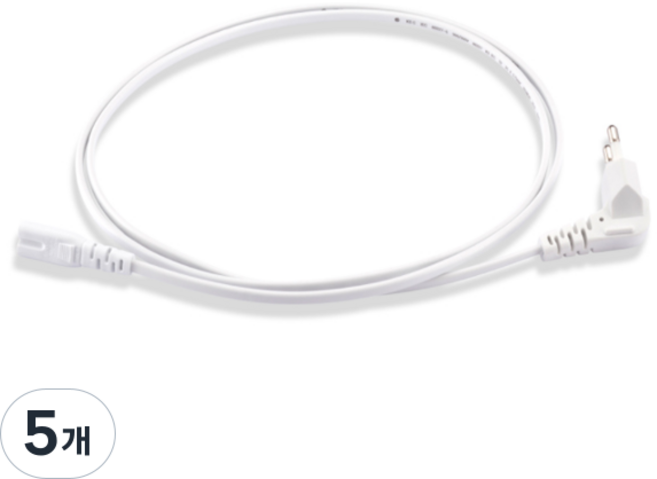 삼정 컴퓨터 모니터 파워 전원 케이블 ㄱ자브래트형 / 8자 WHITE AC 220V, 5개, 2m