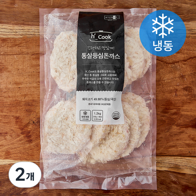 에이치쿡 통살 등심 돈까스 (냉동), 1.2kg, 2개