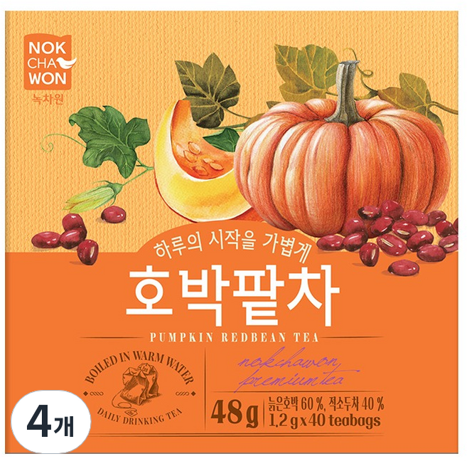 NOKCHAWON 綠茶園 南瓜紅豆茶, 1.2g, 4個, 40入