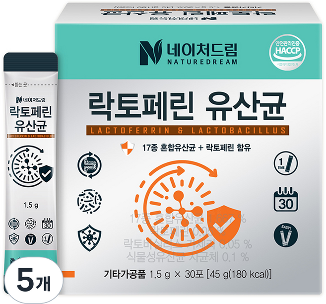 네이처드림 락토페린 유산균 30p, 5개, 45g