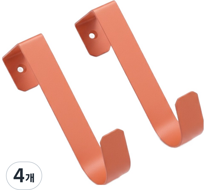 마켓피아 문 옷걸이 걸이형 후크 다용도 정리 도어훅, 코랄 오렌지, 4개