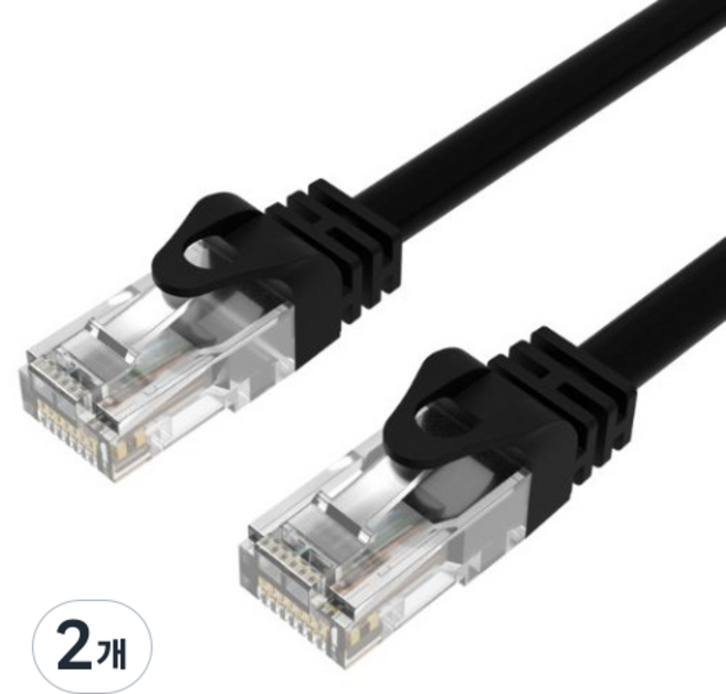 엠비에프 CAT.6 UTP 기가 다이렉트 랜케이블 MBF-U6100BK, 10m, 2개, 블랙
