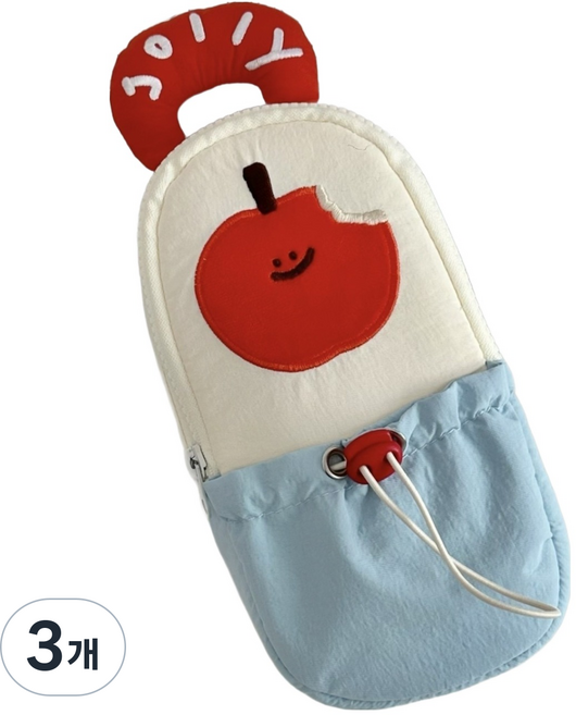 아베른 봉제필통 손잡이 펜슬케이스 천 파우치, 사과, 3개