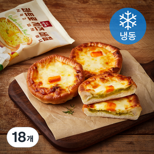 콰트로 치즈 바질 시카고 피자 미니 (냉동), 70g, 1개입, 18개