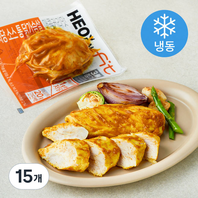 허닭 FIT 저당 소스 통 닭가슴살 매콤커리맛 (냉동), 100g, 1개입, 15개